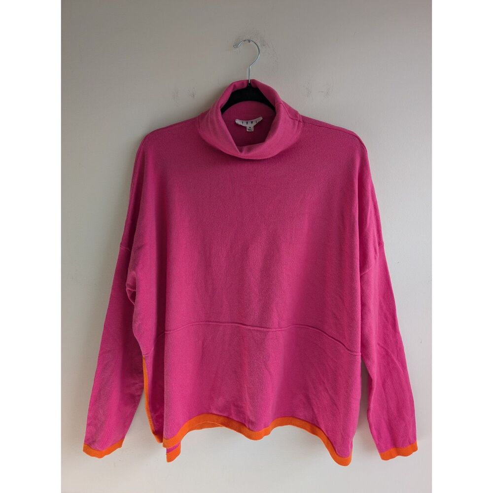 THML Pink Orange Colorblock Mock Neck Oversized Sweater Women's M